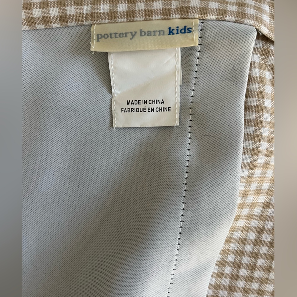 Pottery Barn Kids Cream and Tan Gingham Blackout Curtains - set of 2 - Picture 4 of 5